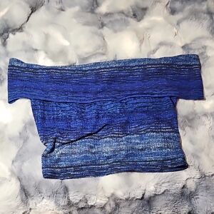 Guess Blue Textured Crop Top